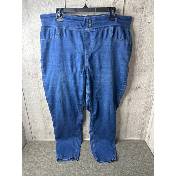 Terra & Sky 2 Pairs Womens Plus Size Jeggings 16W Black & Blue Stretch Denim - Picture 5 of 8